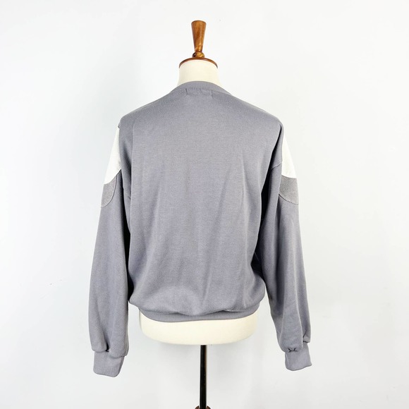 Vintage 80s 90s Ground Rules Grey Sweatshirt White Accent Patches Size Large - Picture 5 of 6